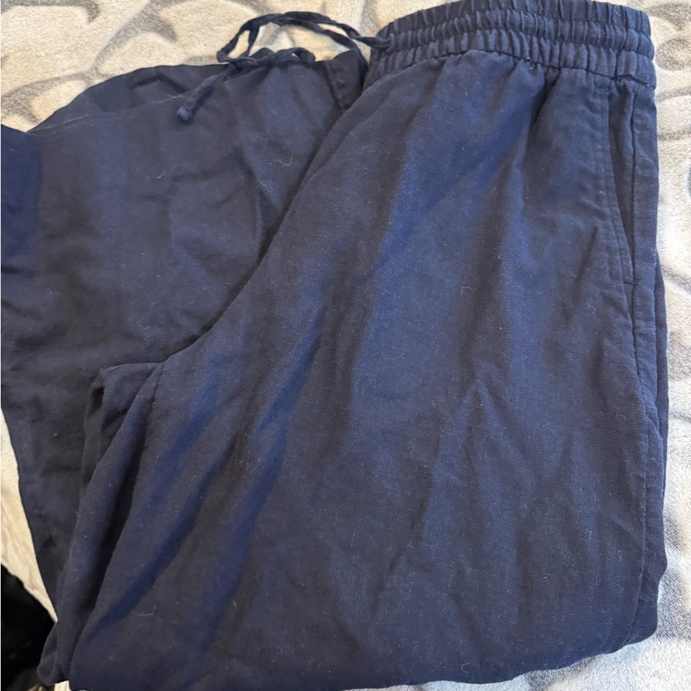Pull on cropped linen pants